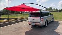 Load image into Gallery viewer, NEW! Massive 10&#39; tailgating umbrella, connects to trailer hitch. *Louisville Cardinals Red* Just $199 with FREE shipping!